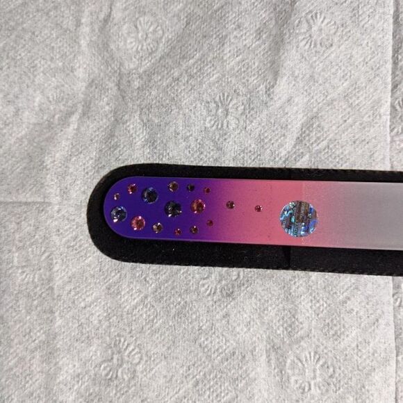 🆕7.5" Pink/Purple Czech Crystal Nail File W/BEAUTIFUL PINK & PURPLE SWAROVSKI C - Picture 1 of 6